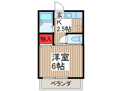 ルミエール武蔵野(1K/2階)の間取り写真