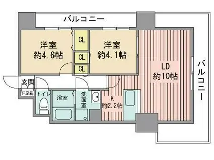 レジディア札幌駅前(2LDK/4階)の間取り写真