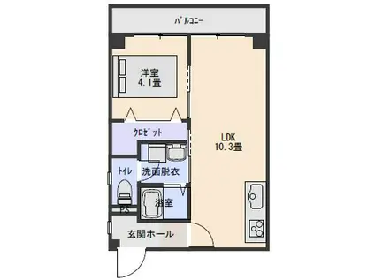 東帝塚山ハイツ(1SLDK/2階)の間取り写真