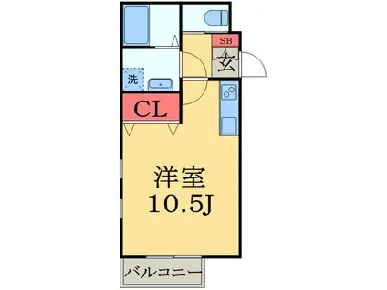 千葉都市モノレール 天台駅 徒歩4分 3階建 築19年(ワンルーム/2階)の間取り写真