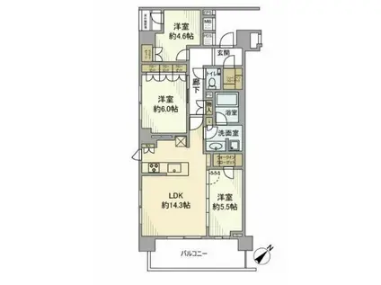 プレミスト横濱反町(3LDK/6階)の間取り写真