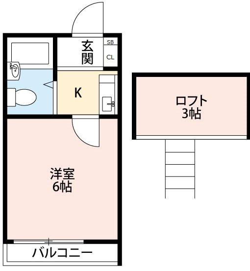 ボヌール 絆 II(1K/2階)の間取り写真