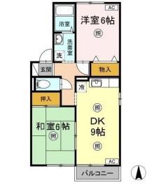 ME福島B(2DK/2階)の間取り写真