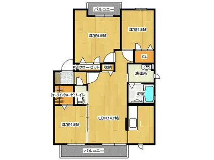 レガーロ(3LDK/1階)の間取り写真