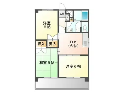 エリシオン馬見塚(3DK/3階)の間取り写真