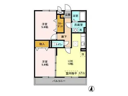 グレースヒルズ II(2LDK/3階)の間取り写真