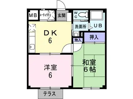 ロマニー平和坂ハイツ(2DK/2階)の間取り写真