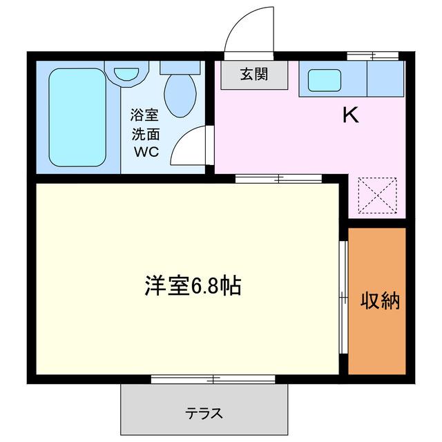 タウニーあけぼのB(1K/1階)の間取り写真