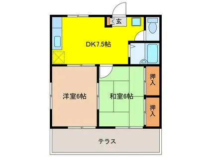 ファミール若宮(2DK/1階)の間取り写真