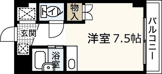 ラポール祇園(ワンルーム/2階)の間取り写真