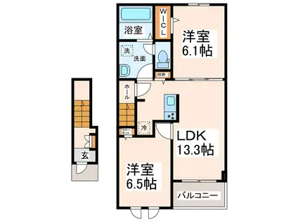 アンバーテラス II(2LDK/2階)の間取り写真