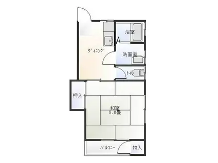 コーポアクエリアス(1DK/1階)の間取り写真