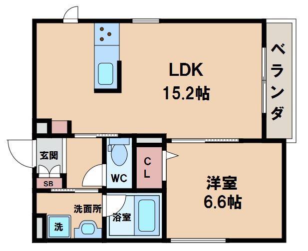 メゾン帝塚山(1LDK/2階)の間取り写真