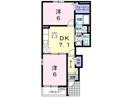 アンベリール II(2DK/1階)の間取り写真