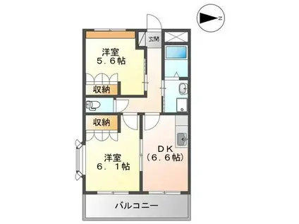 フィールハイムこうれいII(2DK/2階)の間取り写真