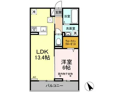 酒田市DROOM本町105(1LDK/1階)の間取り写真