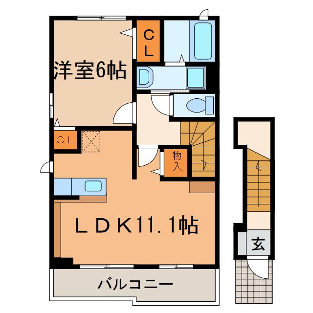 サウスウイング味美II(1LDK/2階)の間取り写真