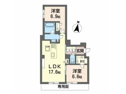 シャーメゾン春日(2LDK/1階)の間取り写真