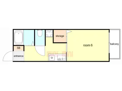 アパートメント林(1K/1階)の間取り写真