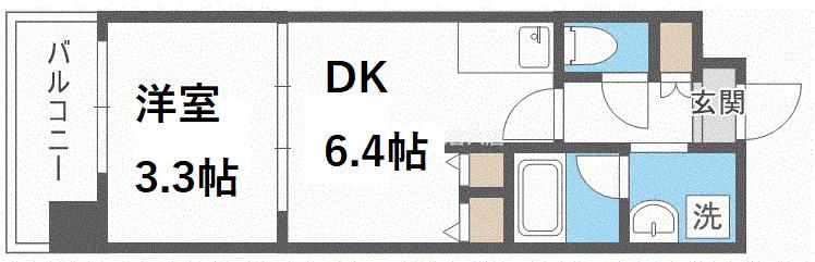 アーバネックス西長堀(1DK/7階)の間取り写真