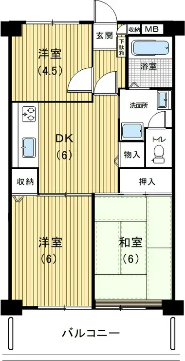 北野ハイツ 3階階 間取り