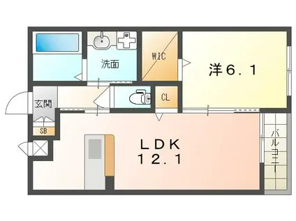 クオーレ III(1LDK/1階)の間取り写真