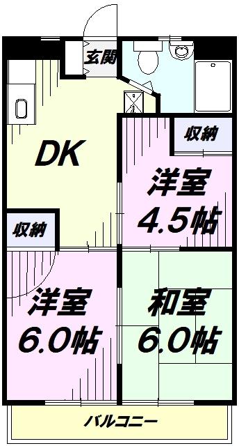 二宮ハイツ(3DK/3階)の間取り写真