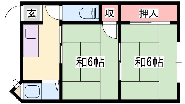 浦岡マンション(2K/3階)の間取り写真