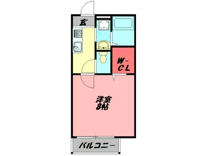 メゾンドボヌ-ルB(1K/2階)の間取り写真