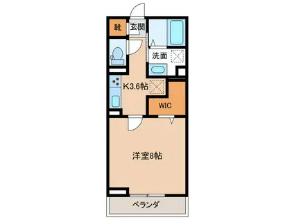 アビタシオンKII(1K/1階)の間取り写真