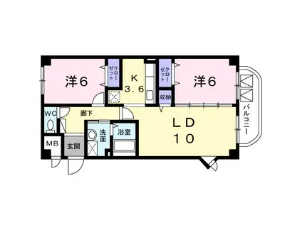 ラモーリ緑(2LDK/2階)の間取り写真