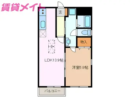 ラ・テラ滝川(1LDK/1階)の間取り写真