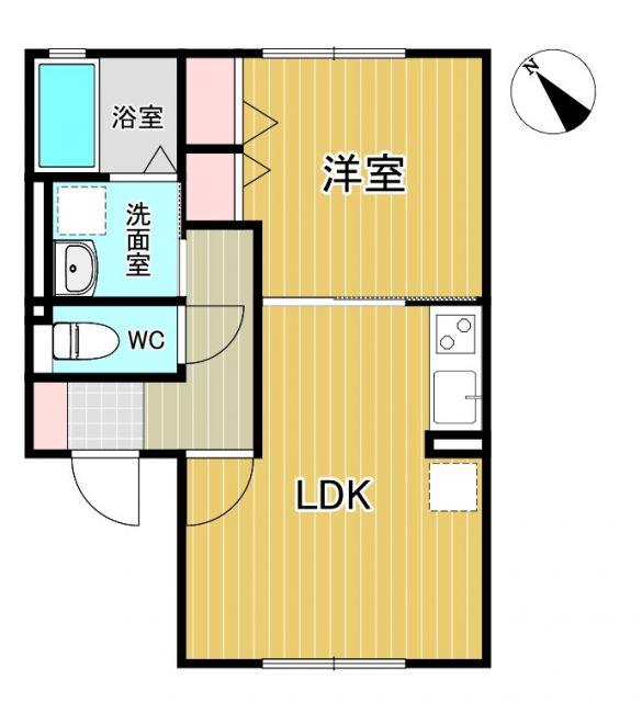 ハイム錦町(1LDK/1階)の間取り写真