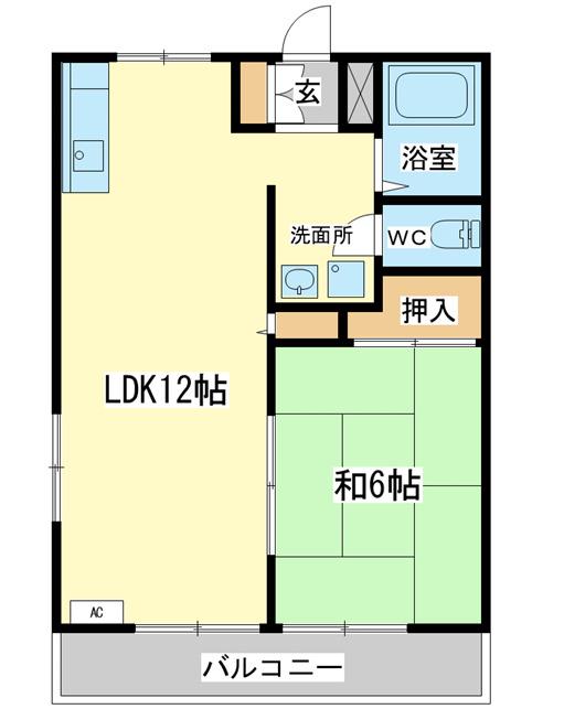 サンライフ森の西B棟(1LDK/2階)の間取り写真