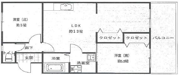 マンション堂本(2LDK/1階)の間取り写真