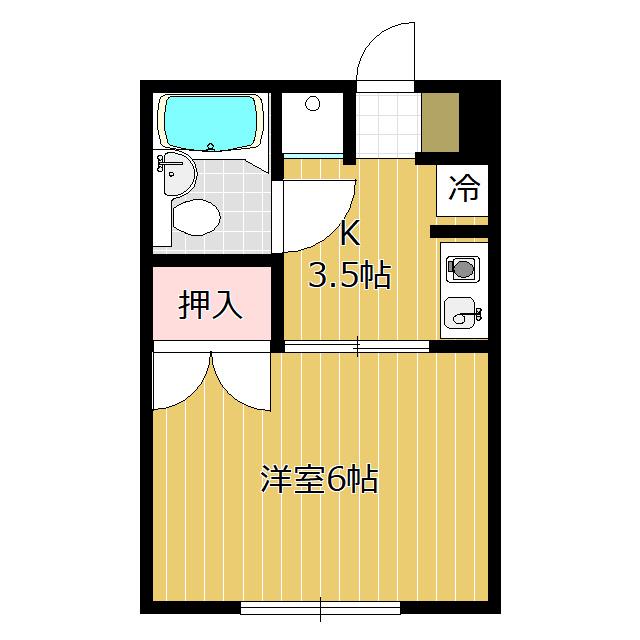 プレジール谷田(1K/2階)の間取り写真