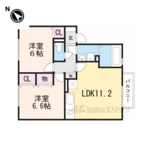 コンフォール・ヴィラ A棟(2LDK/2階)の間取り写真
