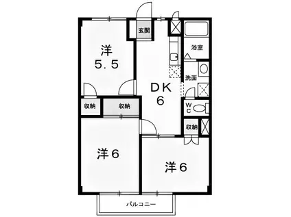 ニューシティ田中II(3DK/2階)の間取り写真