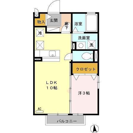 グランカーサ(1LDK/1階)の間取り写真