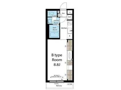 リブリ・東門前(1K/1階)の間取り写真