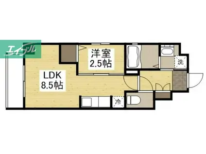 月光 千日前(1LDK/4階)の間取り写真