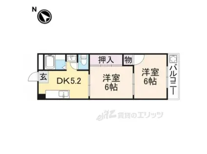 富雄サニーハイツ(2DK/4階)の間取り写真
