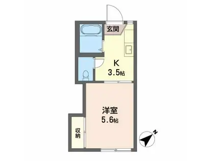 グリーンメゾン II(1K/1階)の間取り写真