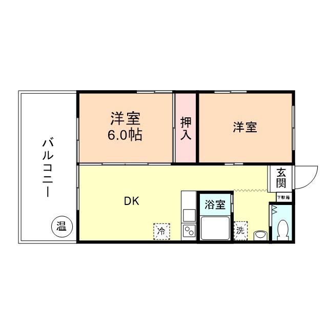 荒川アーバンステイツ(2DK/1階)の間取り写真