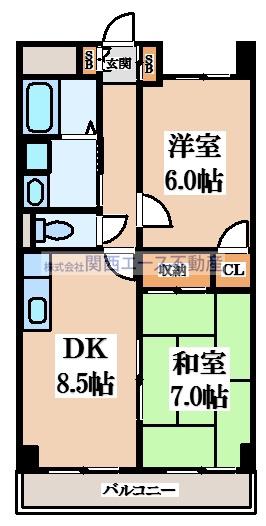 アドバンス渋川(2DK/7階)の間取り写真