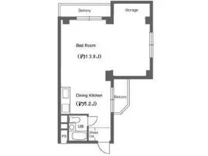 東信松涛マンション(ワンルーム/3階)の間取り写真
