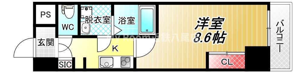ルミエール久宝寺I(1K/6階)の間取り写真
