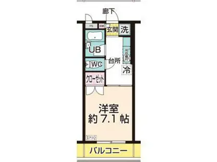 国見パーソナルメインビル(1K/2階)の間取り写真