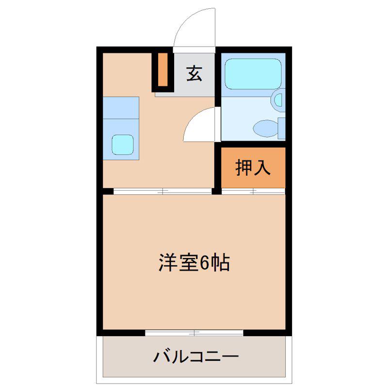 サンライズ北原(1K/1階)の間取り写真
