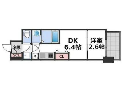 セレニテ夕陽丘エクラ(1DK/5階)の間取り写真